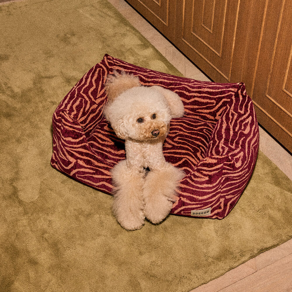 DOGGUO - Ethnic sofa hondenmand - Bordeaux/Peach