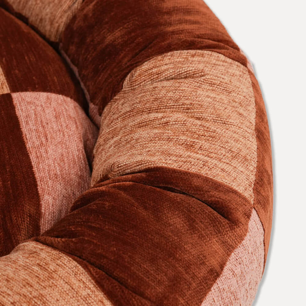 DOGGUO - Ethnic ronde hondenmand - Brown/Beige/Peach