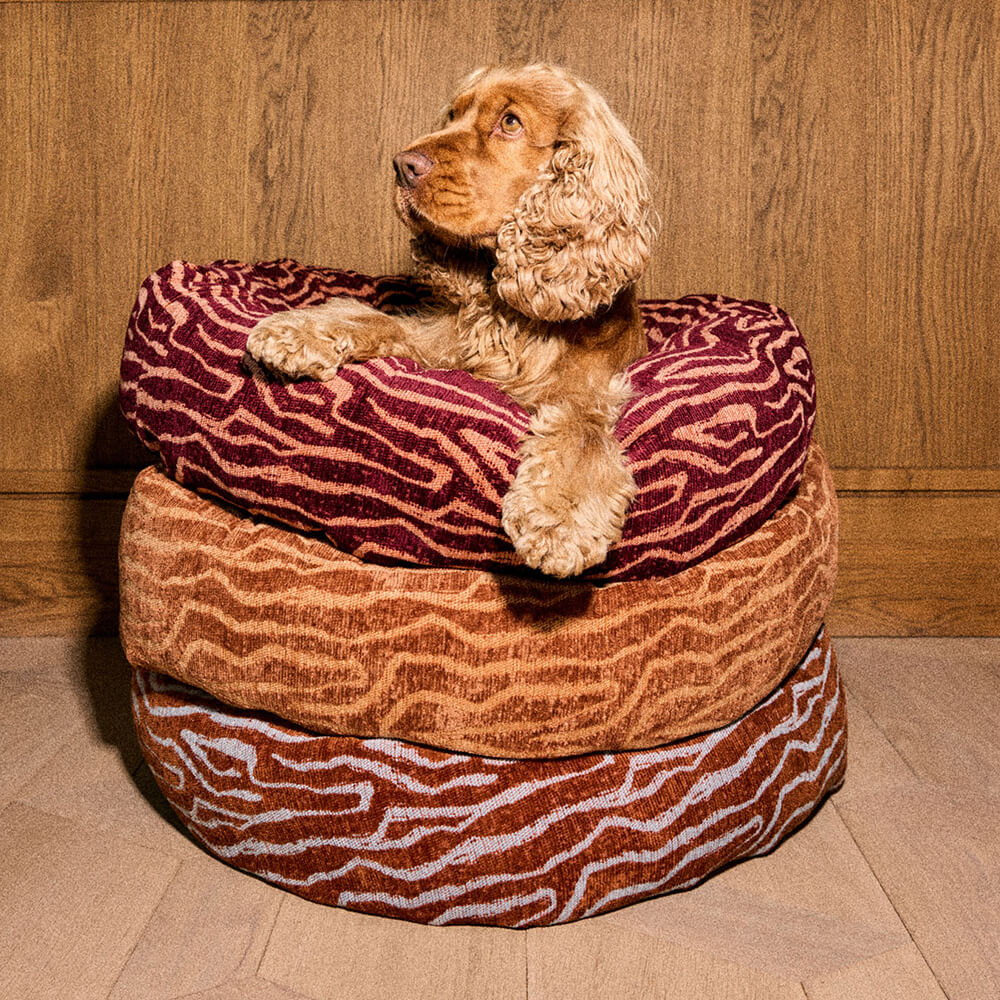 DOGGUO - Ethnic ronde hondenmand - Beige/Brown