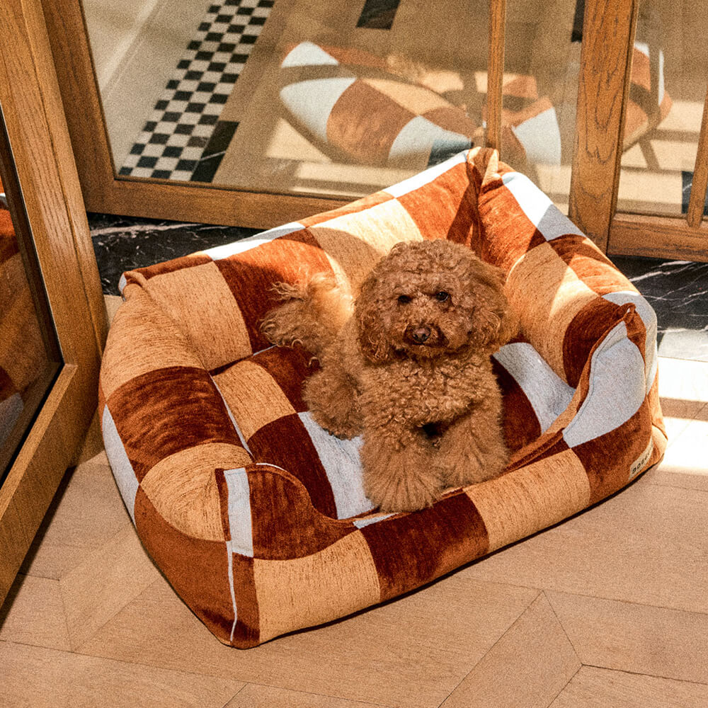 DOGGUO - Ethnic sofa hondenmand - Brown/Beige/Blue