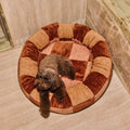 DOGGUO - Ethnic ronde hondenmand - Brown/Beige/Peach