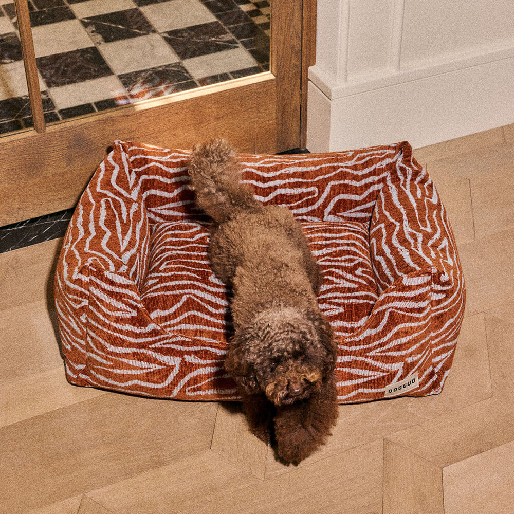 DOGGUO - Ethnic sofa hondenmand - Brown/Blue