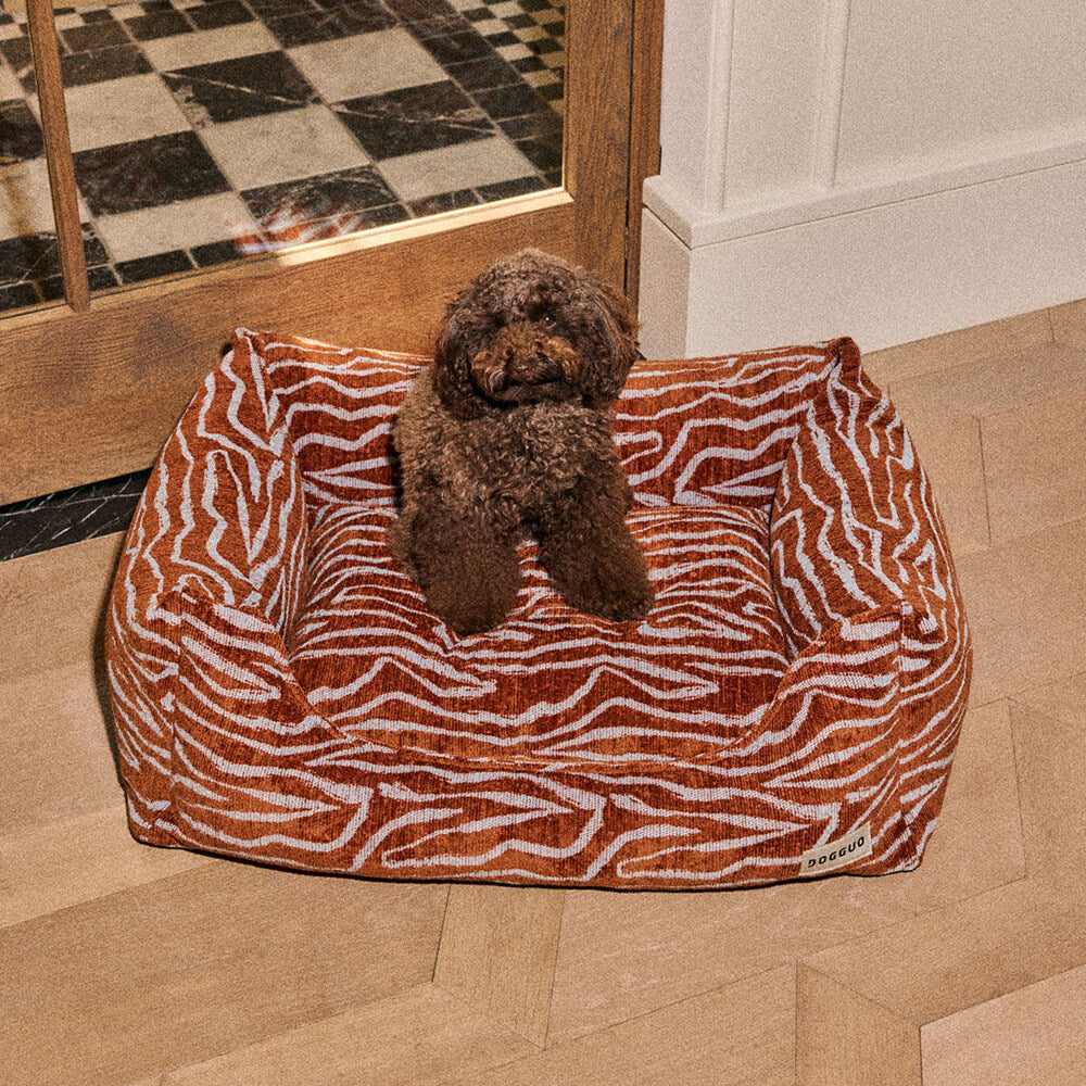 DOGGUO - Ethnic sofa hondenmand - Brown/Blue