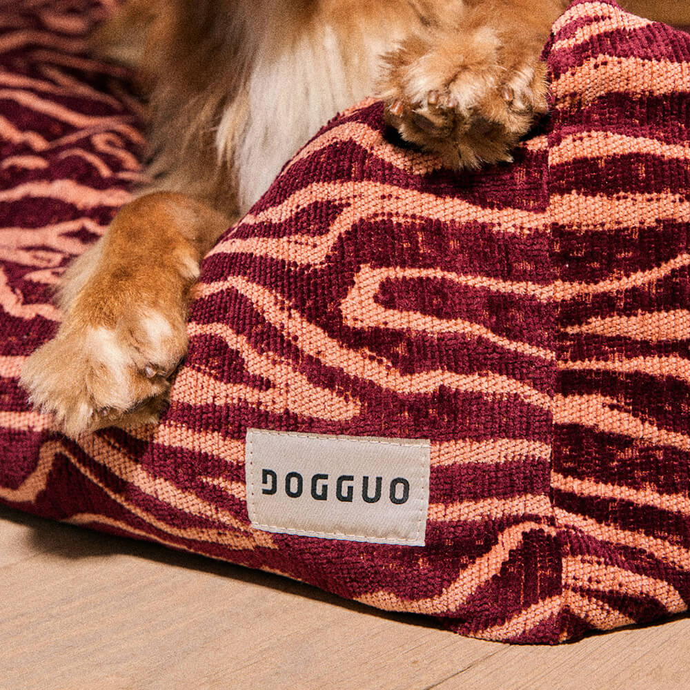 DOGGUO - Ethnic sofa hondenmand - Bordeaux/Peach