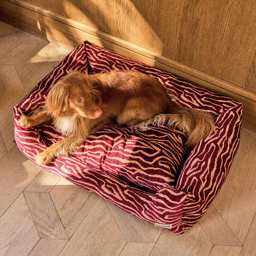DOGGUO - Ethnic sofa hondenmand - Bordeaux/Peach