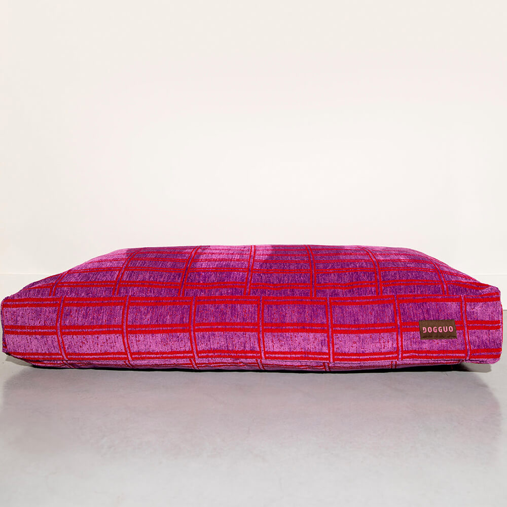 DOGGUO - Check Dog Bed - Purple / Red