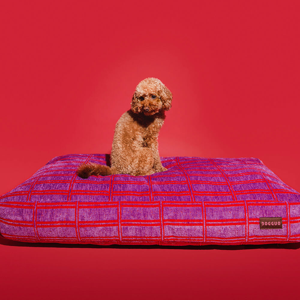 DOGGUO - Check Dog Bed - Purple / Red