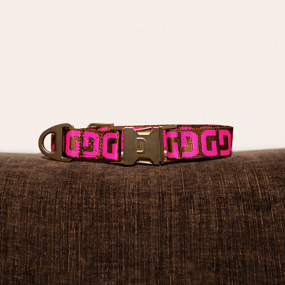 DOGGUO - DG Collar - Brown / Pink