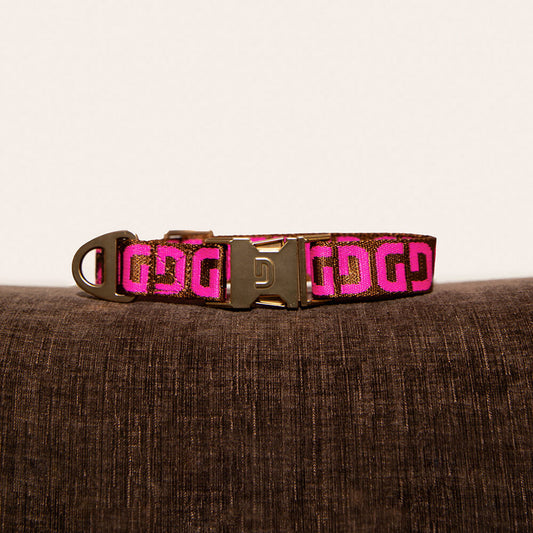 DOGGUO - DG Collar - Brown / Pink