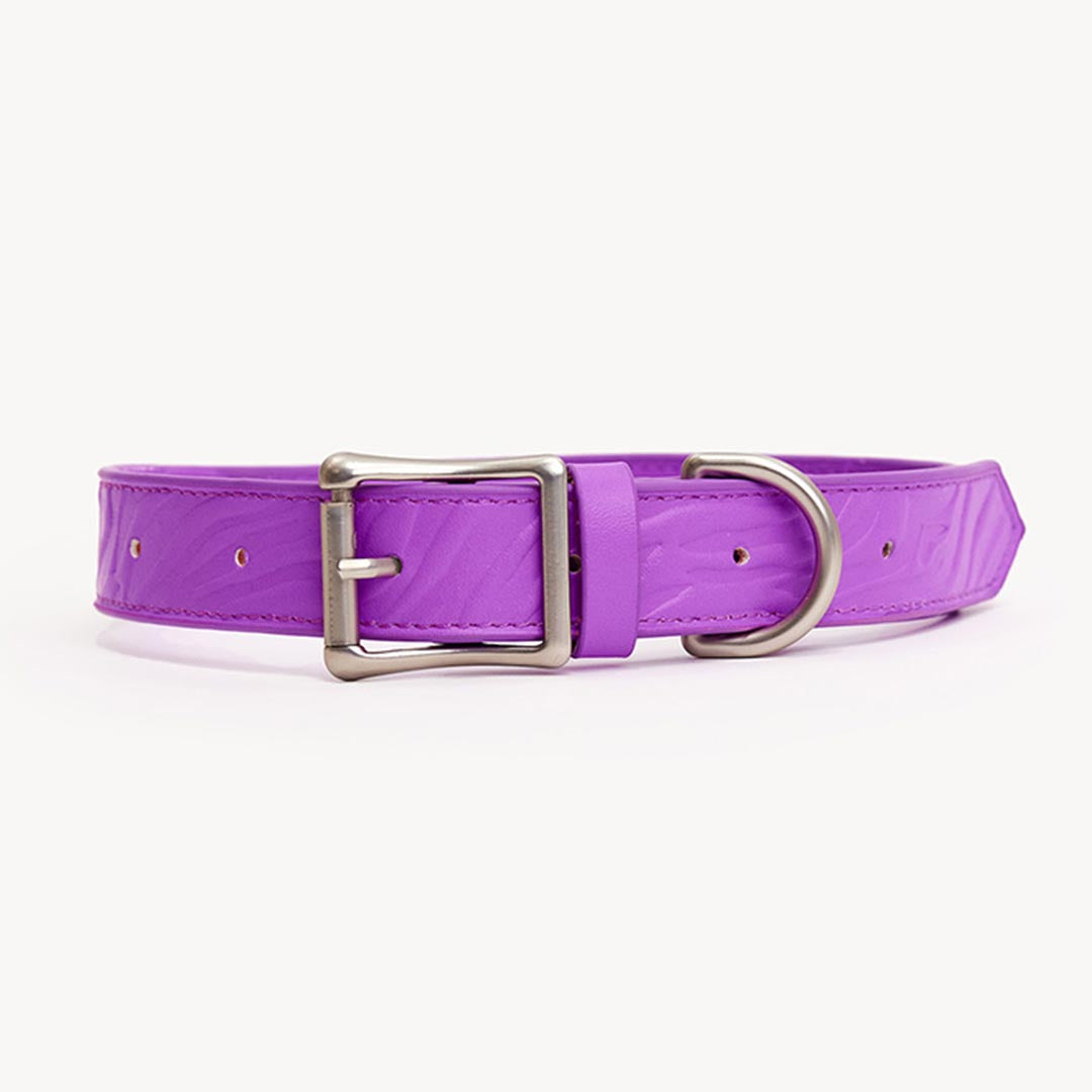 DOGGUO - Vegan Leather Collar - Zebra - Purple