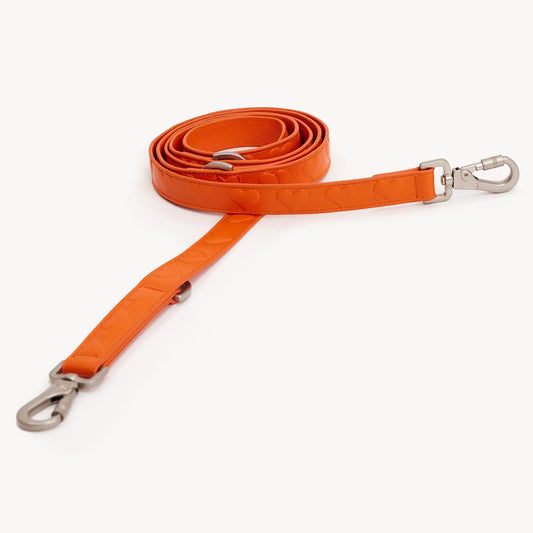 DOGGUO - Vegan Leather Leash - Heart - Orange