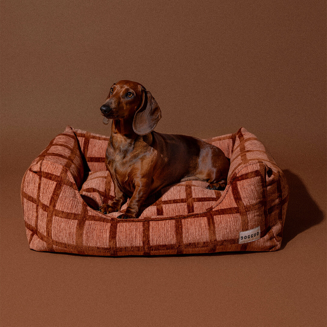 DOGGUO - Check sofa hondenmand - Mokka/Bruin