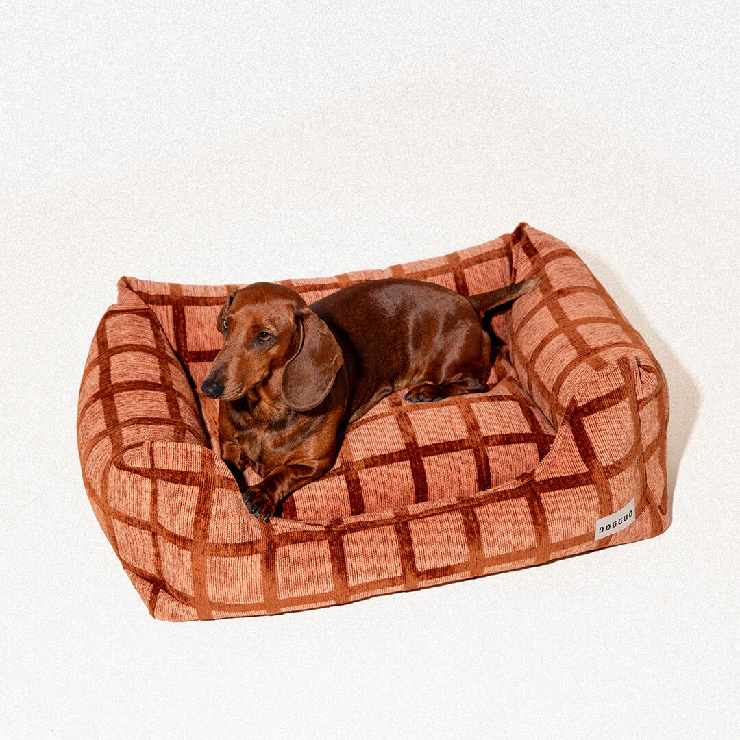 DOGGUO - Check sofa hondenmand - Mokka/Bruin