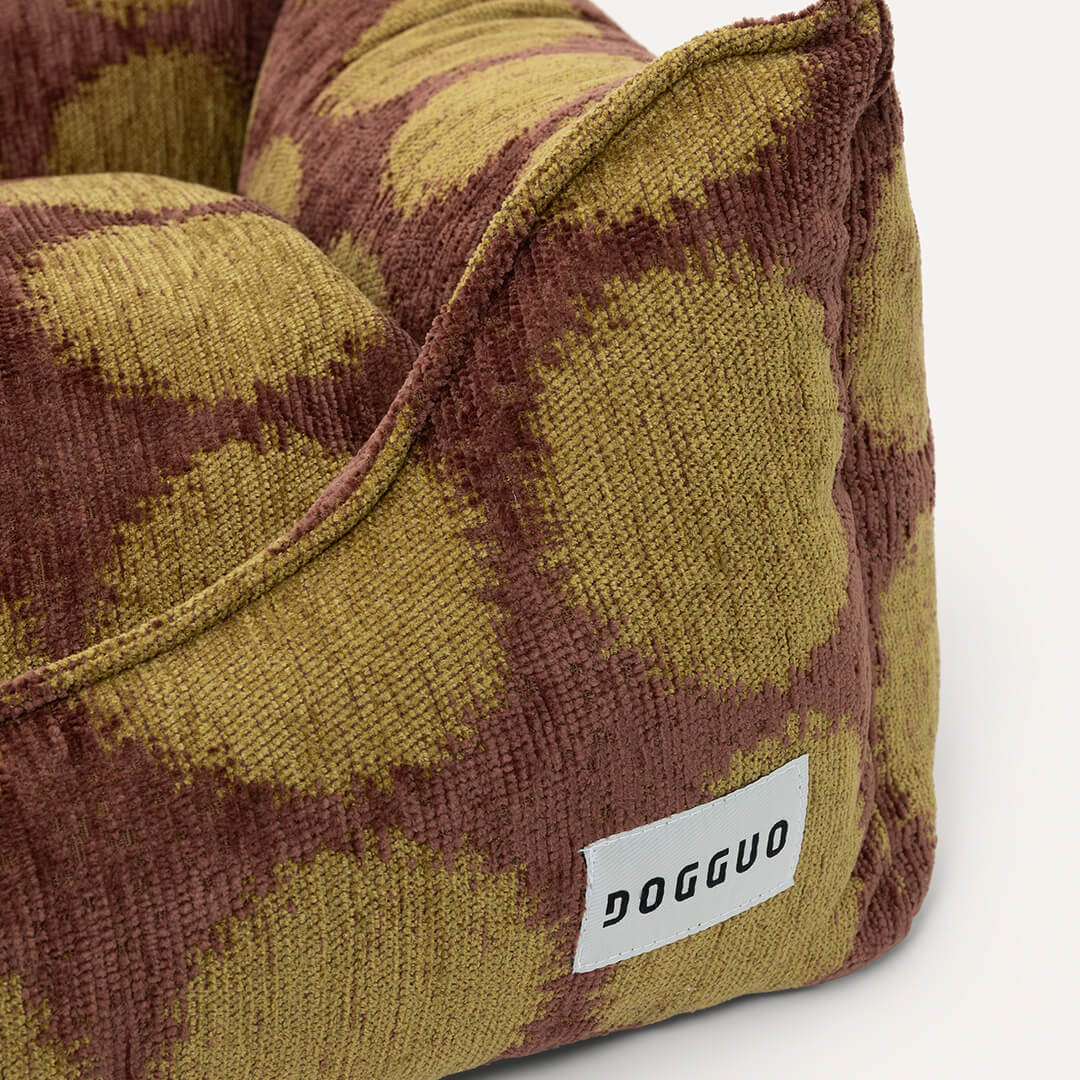 DOGGUO - Stip sofa hondenmand - Bruin/Groen