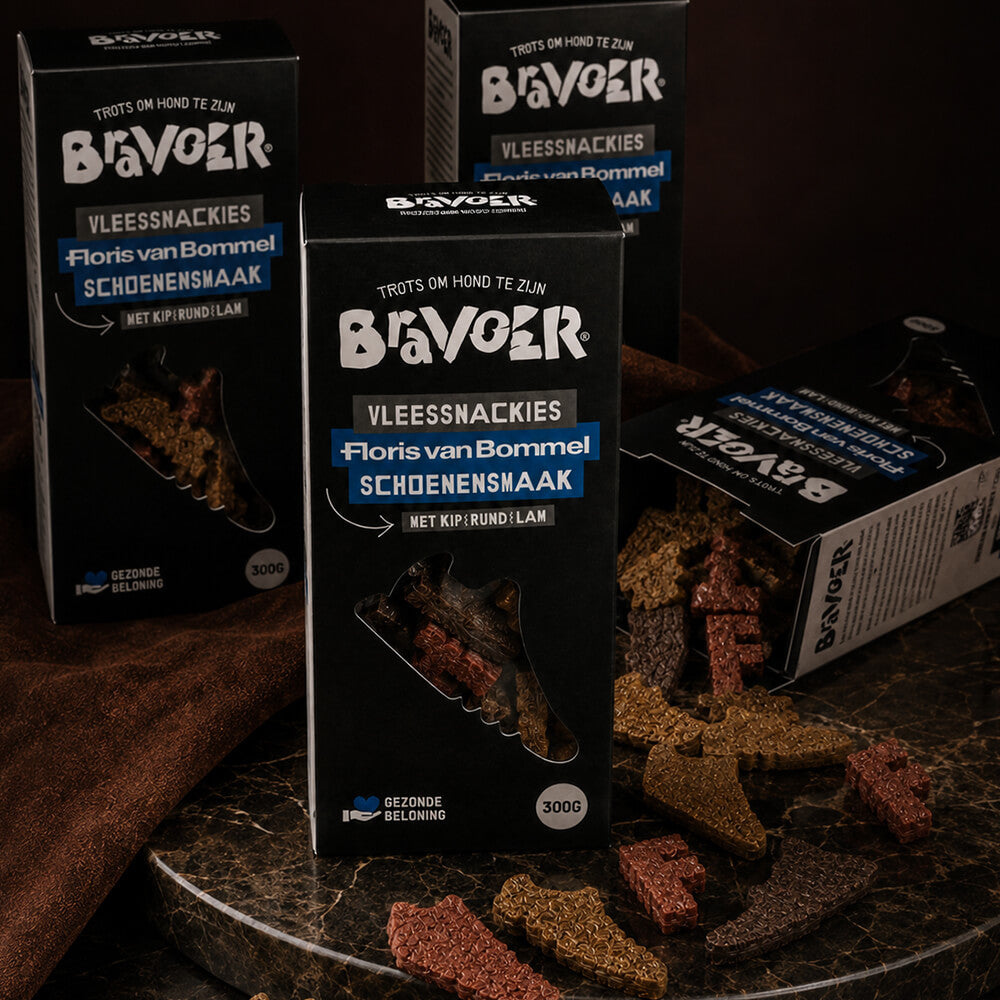 BRAVOER x Floris van Bommel Hondensnackies in bewaarblik