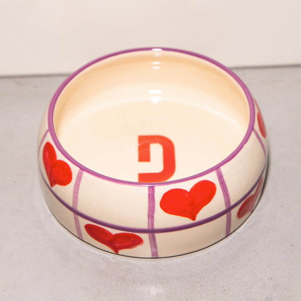 DOGGUO - Heart Dogbowl - Beige / Purple / Red