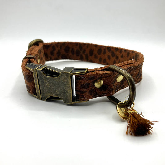 Rockxdogs - Leren halsband Leopardo