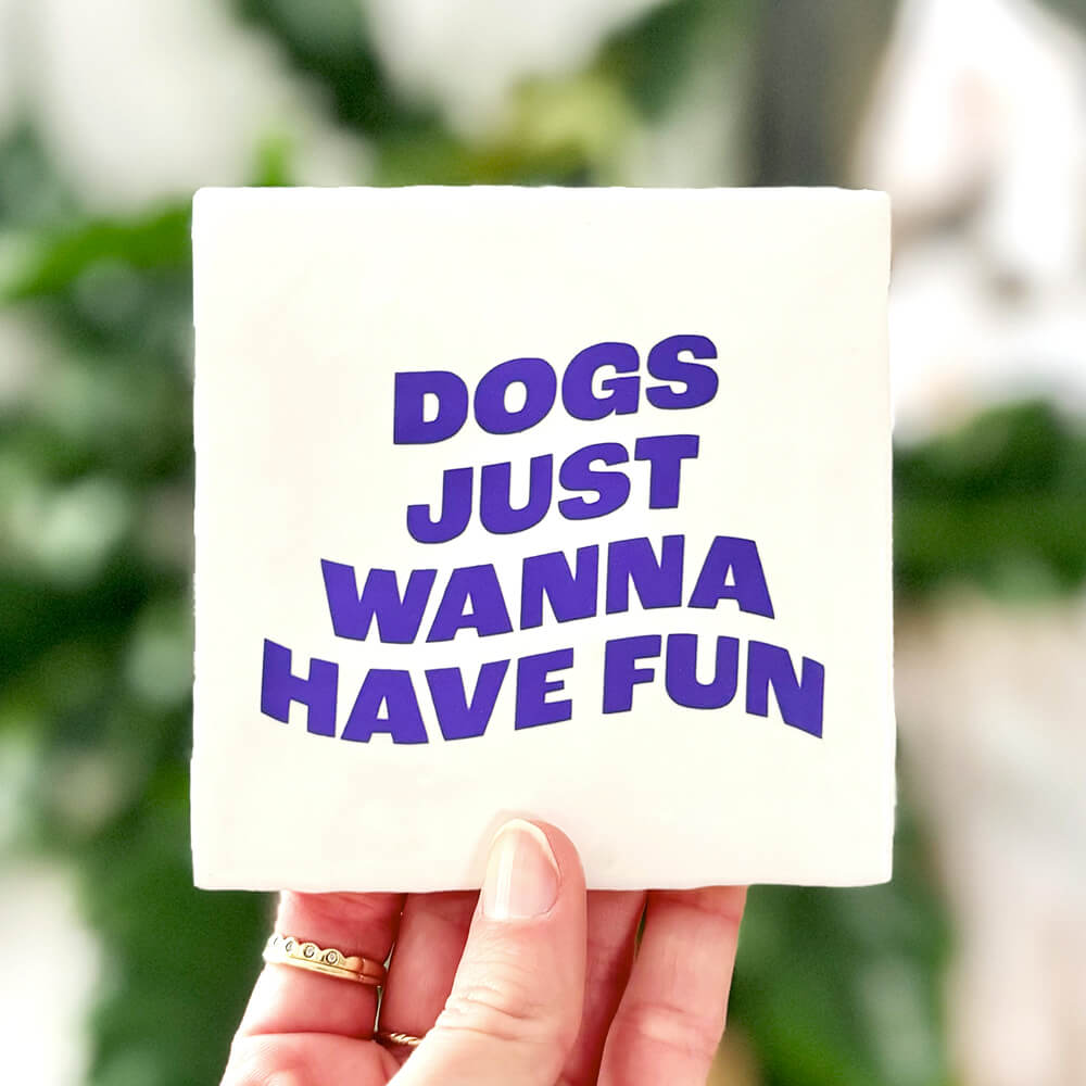 Quote Tegel - Dogs just wanna have fun - 10 x 10 cm