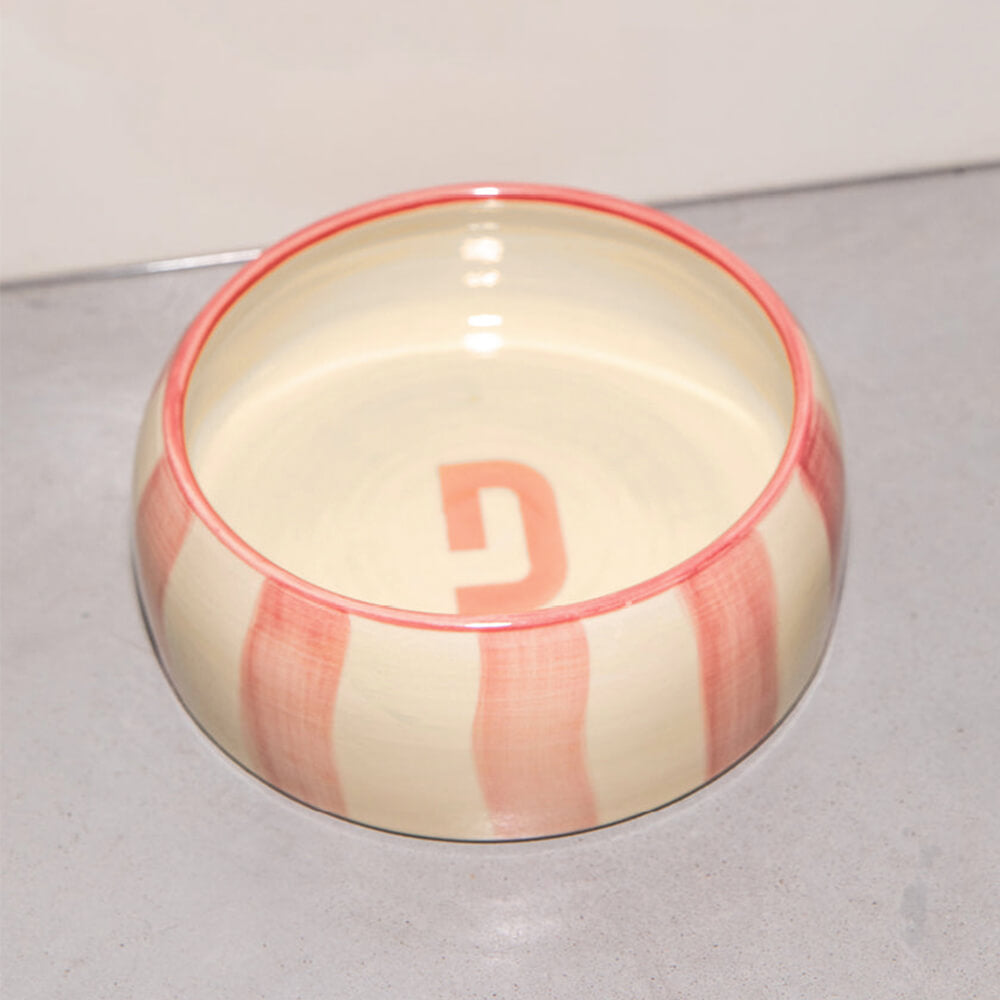 DOGGUO - Stripe Dogbowl - Pink / Beige