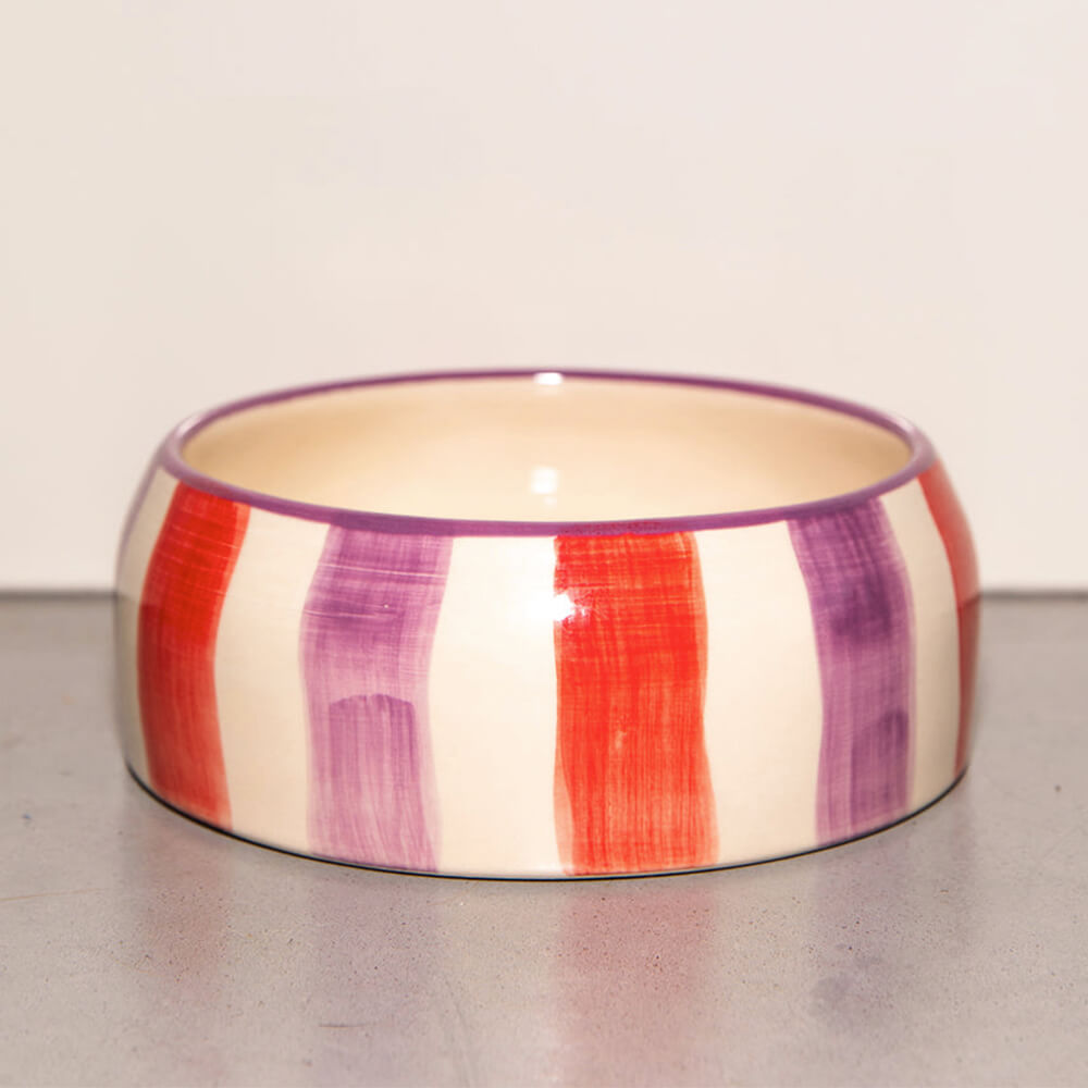 DOGGUO - Stripe Dogbowl - Purple / Red