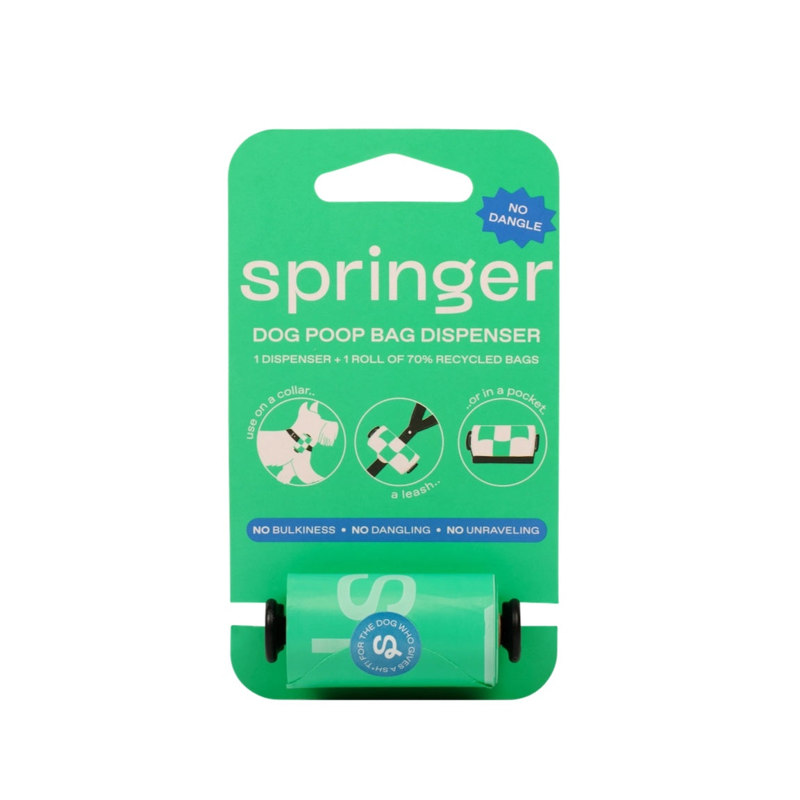 Springer - Dog Poop Bag Dispenser + Roll - Black