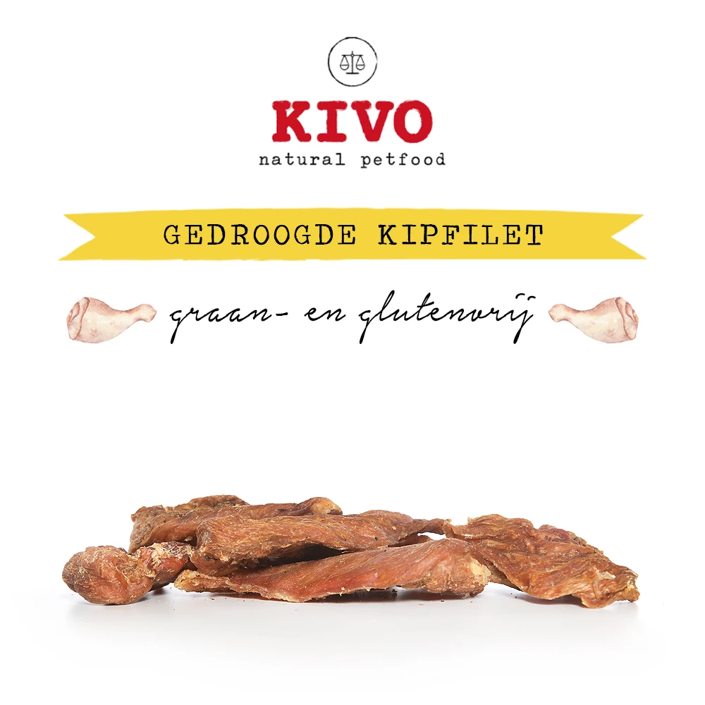 Kivo Petfood Gedroogde Kipfilet - 500 gram